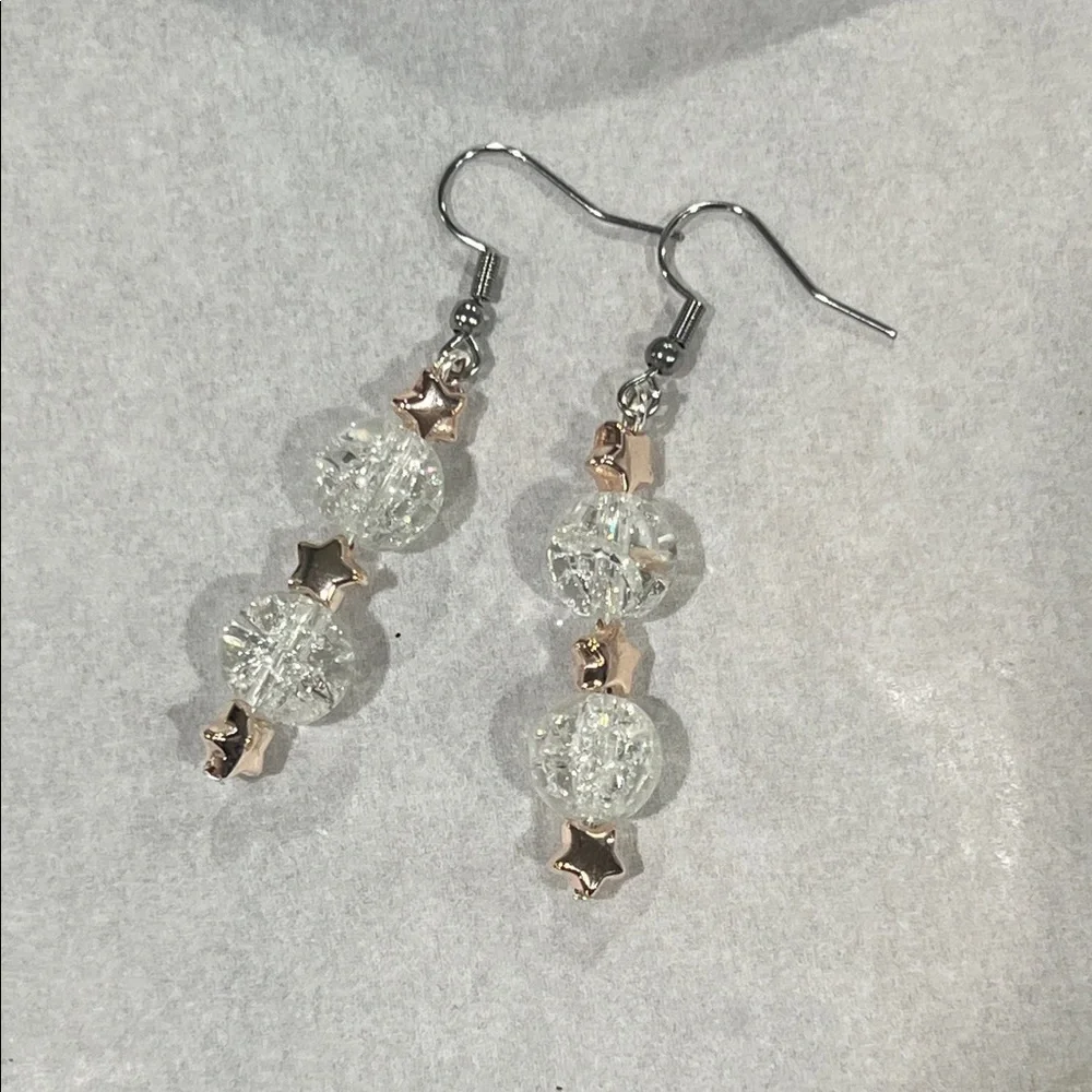 Chic Silver and Gold Star Drop Earrings